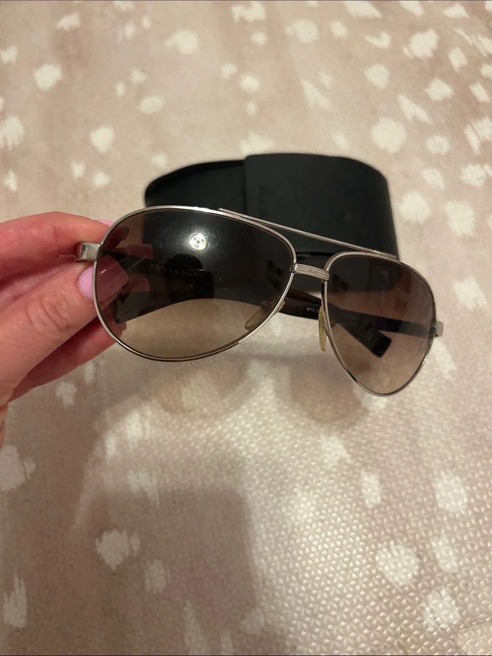 Prada Silver Frame Sunglasses with Brown Gradient Lenses